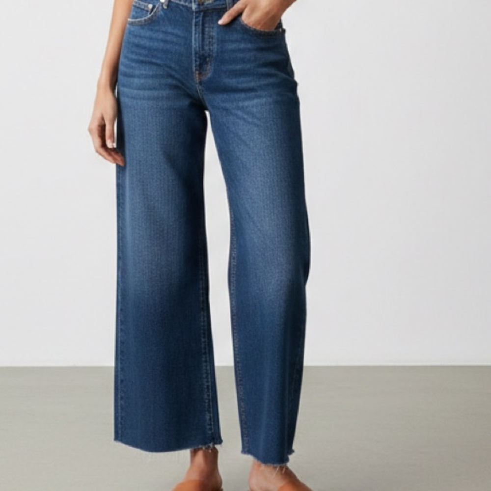 Calvin Klein High-Rise Wide Leg Jeans in Blue Denim